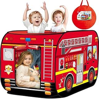 Britik Toys for 3-8 Year Old Kids: Truck Play Tent Pop Up Playhouse Toys for Kids Gifts for 3 4 5 6 7 8 Year Old Boys Girls Toy Presents Foldable Play Tent Set Outdoor Indoor Garden Childrens Toy