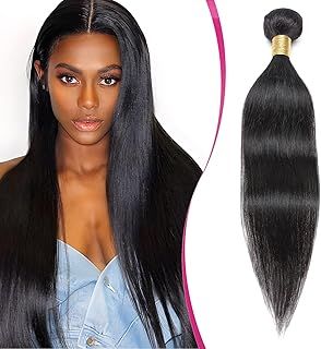Elailite Human Hair Bundles Weave Hair Extensions Real Human Hair Weft Straight 1 Bundle 100g - #1B Natural Black - 18 Inch