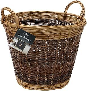 JVL Two tone vintage wicker willow wood log toy storage basket 50 x 40cm