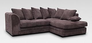 CHICAGO JUMBO CORD CORNER SOFA 5 COLOURS - LEFT/RIGHT HAND (Chocolate Brown, Right Hand Corner Sofa)