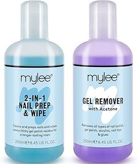 Mylee Nail Gel Polish Prep Wipe + Remover Cleanser UV LED Manicure Acetone 2x250ml by Mylee