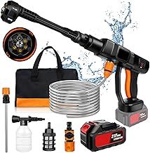 Cordless Pressure Washer,21V 45 Bar/652 PSI Portable Pressure Washer with 3.0Ah Battery,6-in-1 Adjustable Nozzle,16.4FT Hose Pressure Cleaner for Car/Floor/Garden Cleaning & Watering