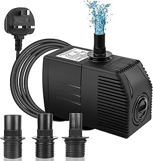 BARST 600L/H Submersible Pump with Filter, Ultra Quiet Water Pump for Fountains, Pool, Fish Tank, Pond, Hydroponics, Statuary with 4 Strong Suction Cups,3 Nozzles & 1.83m Power Cord 12W