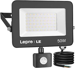 Lepro 50W Security Lights Outdoor Motion Sensor, 4200 Lumens PIR Sensor Security Light, Super Bright, Ultra Thin, Water-Resistant Flood Light for Garden, Patio, Backyard, Rooftop and More