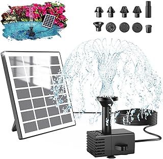 SZMP Solar Fountain Pump Kit, 2025 Upgraded DIY Bird Bath Fountains, Solar Powered Water Fountain with 10 DIY Nozzles & 9.84ft Power Cord, Outdoor Bird Bath Water Pump for Garden, Pool, Pond