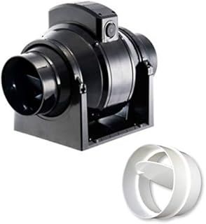 Manrose MF100T in-Line Extractor Fan with Timer 100mm/4" + in-Line Back Draught Shutter