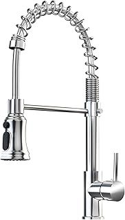 ZHZIRO Kitchen Sink Mixer Tap with 360° Swivel Pull Down Sprayer Commercial Single Handle Tap Cold and Hot 3-Modes Spray with Standard Fittings Chrome