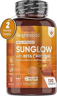 Tanning Tablets - 120 Tablets - Beta Carotene Tanning Accelerator with Vitamin B2 & B3, Zinc, Copper & Iodine - for Sun-Kissed Glow - Lotion & Oil Alternative - Gluten-Free & Non-GMO - Made in The UK