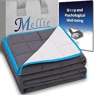 Mellie Luxury 6.8kgs Super King Size Weighted Blanket Adult (Grey/White) with Travel Bag - Stress, Insomnia, Anxiety Relief Gravity Blanket - 180 x 200cm - No Covers