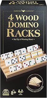 Spin Master Games, Wooden Domino Racks, Set of 4 Trays for Mexican Train Dominoes, Dominoes Games, Classic Game, Kids Game, Adults & Kids Ages 8+