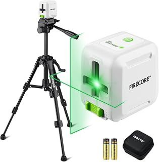 Firecore Cross Laser with Tripod, Self Levelling Line Laser with Horizontal and Vertical Lines, Green Laser for Hanging Pictures, with Tripod, 2 AA Batteries and Carrying Case - G20