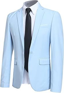 Mens Casual Blazer Slim Fit Formal Business Suit Jackets One Button Single Breasted Tuxedo Jacket Smart Blazer