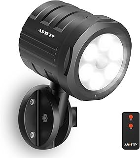 Security Lights Outdoor Motion Sensor, ASOFTY 6 LED 1000 Lumen PIR Wireless Spotlights with Remote Control, IP65 Waterproof 6000K Motion Flood Light for Garage Yard Porch and Patio