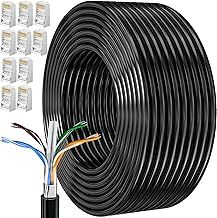 Ethernet Cable 50m, Cat 6 External Bulk Internet Cable 50 Meters FTP 23AWG Lan Cable Extra Long High Speed Network Cable Shielded Anti-Jamming Weatherproof Rj45 Patch Cable 164ft