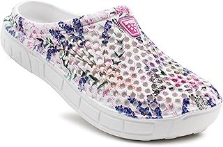 IMTY Womens Lightweight Breathable Clogs Slip On EVA Ladies Floral Summer Garden Slipper Mule Pool Shower Sandals