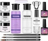 Acrylic Nail Kit Acrylic Powder and Liquid Set, Professional Monomer Liquid Set with Nail Brush Cleaner, Nail Prep Dehydrator, Base Coat and Top Coat for Acrylic Nails Extension Beginner Kit