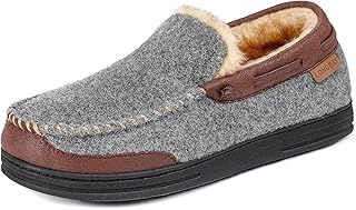 LongBay Men’s Moccasin Slippers Memory Foam Warm House Shoes Indoor Outdoor Rubber Sole