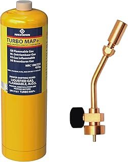Profire Gas Torch and 1x Mapp Gas Canister, Map Pro Plus Disposable Cylinder Bottle Cartridge for Blow Torch, Plumbing Tools, Blowtorch Canisters for Plumbers, Soldering Torch, Mechanics, Jet Burner