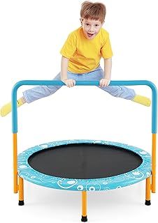 COSTWAY Mini Trampoline, 36 Inch Kids Exercise Rebounder with Foam Handrail and Safety Padded Cover, Foldable Toddler Trampolines for Indoor Outdoor