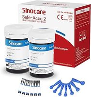 sinocare (Safe-Accu2) Glucose Test Strips/Blood Sugar Test Strips 50 pcs No Code/for sinocare Safe-Accu2 Blood Glucose Monitor Only