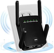 WiFi Extender Booster, Internet Booster 1200Mbps,WiFi Booster Dual Band 2.4GHz & 5.8GHz,WiFi Range Extender with Ethernet Port and External 4 * 3dBi Antennas, Covers Up to 3000 Sq.ft