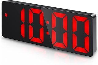 (New Version Digital Alarm Clock, LED Clock for Bedroom, Electronic Desktop with Temperature Display, Adjustable Brightness, Voice Control, 12/24H Display Heavy Sleepers