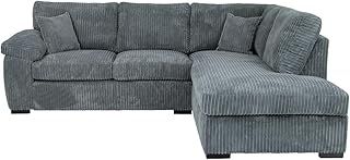 Sofa Selection Jumbo Cord Elegant L Shape 4-Seater Right-Facing Corner Sofa Set, Your Comfort Haven in the Living Room, Our Stunning Jumbo Cord Sofa Collection (Right Hand Facing, Grey)