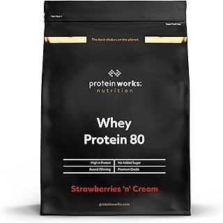 Protein Works - Whey Protein 80 Powder | Low Calorie Protein Shake | Whey Protein Shake | 28 Servings | Strawberries 'n' Cream | 1kg