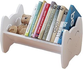 Children Bookcase Small Desktop Kids Bookshelf Storage Display Rack, White Book Organiser for Children's Room(White)