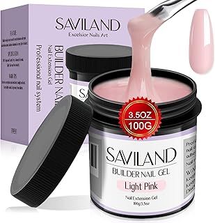 Saviland 100g Light Pink Builder Nail Gel – 3.53oz Hard Gel for Nails Large Capacity Nail Strengthen Gel for Nail Extension Nail Art Manicure Starter U V Nail Gel for Professional Nail Salon Home DIY