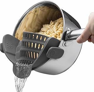 Kitchen Gizmo Snap N' Strain - Silicone Pasta Strainer Clip-On for Pots and Pans - Heat Resistant Colander for Vegetables and Noodles - Kitchen Gadgets for Cooking - Space-Saving Design - Green