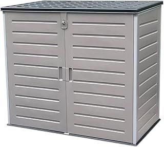 Easylife Jumbo Utility Cabinet with Hinged Lid and Double Front Doors, Weatherproof, Wheelie Bin Storage, Outdoor Bin Storage, Double Bin Storage, Wheelie Bin Hideaway, Bin Shed, L140cm x W81.5cm x