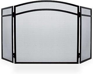 Fire Guard Screen Panel Standing Gate - Steel Decorative Mesh Screen, Flame Guard for Coal & Wood Fire, Folding Fireplace Cover | Perfect for Outdoor & Indoor (W96cm x H60cm)