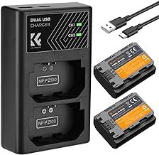 K&F Concept NP-FZ100 Battery and Charger for Sony A7iv Battery Compatible With Sony A7III, A7C, FX3, FX30, A6600, A6700, A7RIV, A7Siii, ZV-E1, ZV-E10ii, Alpha 9 II, A9S, A1 Cameras, 2280mAh