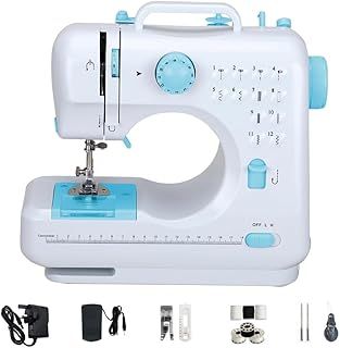 Uadme Mini Sewing Machine for Beginner, Slow/Fast Stitching 2 Speed Electric Sewing Machines with 12 Built-in Stitch Patterns, Household Small Basic Sewing Set (Blue)