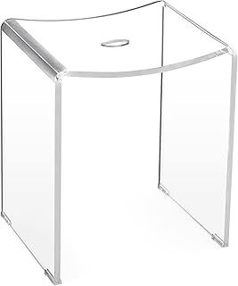 Navaris Clear Acrylic Shower Stool - Waterproof Transparent Chair for Bathroom Kitchen Bedroom - Backless See-Through Modern Seat for Wet or Dry Use