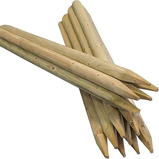 Round Fence Posts | 1.5m (5ft) x 50mm | 5 Pack | Green Treated Stakes