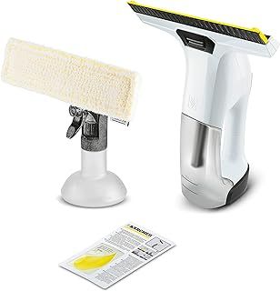 Kärcher WV 6 Plus Cordless Window Vacuum Cleaner, Extra Long Battery Life of 100 Minutes, LED Charge Level Indicator, Replaceable Suction Nozzle: 280 mm, Spray Bottle with Microfibre Cover, 20 ml