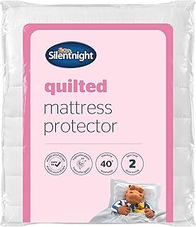 Silentnight Quilted Mattress Protector – Premium Luxury Soft Cosy Mattress Cover Protector Pad with Extra Deep Fit Elasticated Straps – Hypoallergenic, Super Soft and Machine Washable - King, White