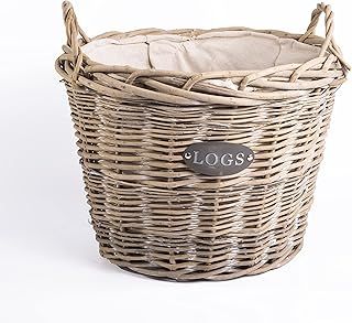 Rustic Countryside Style Chunky Wicker Fireside Heavy Duty Log Baskets Kindling Wood Basket