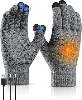 USB Heated Gloves for Men & Women - Touch Screen, Knitted, Electric Thermal Gloves for Driving, Running, Indoor & Outdoor