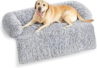 Feandrea FluffyHug XXL Dog Sofa Bed, Calming Sofa Cover for Large Dogs, 122 x 95 x 18 cm, Grey Ombré PGW224G01