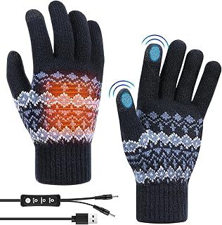 Zerotop USB Heated Gloves - Men & Women's Knitted Heating Gloves, Touchscreen Compatible, Winter Warmth, Washable, Texting & Laptop Use