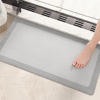 COLOR&GEOMETRY Bathroom Mat 40 x 60 cm, Bath Mat for Bathroom, Super Absorbent Bath Mat Non Slip, Diatomite Stone Bath Mat Quick Dry, Washable Bathroom Rugs for Shower, Bathtub and Sink - Light Grey