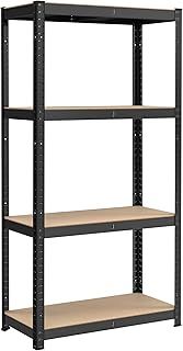 SONGMICS 4-Tier Shelving Unit, Steel Shelving Unit for Storage, Boltless Assembly, for Garage, Shed, Load Capacity 520 kg, 40 x 80 x 160 cm, Black GLR044B01