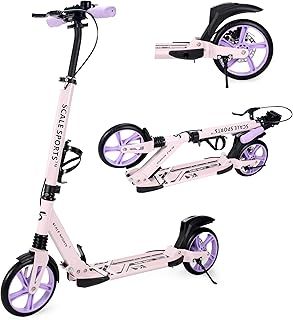 Two Wheeled Folding 3 size Adjustable Kick Scooter for Kids 7+, Scooter with Dual Brakes, 200mm big Wheels Scooter for Adults up 100kg Teens and children, Double Absorption