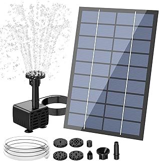 AISITIN Solar Fountain Pump, 2.5W Solar Powered Water Pump Solar Panel Kit Water Pump Submersible Pump Solar Powered Water Feature with 6 Nozzles and Transparent Hose for Pond,Fountain,BirdBath,Garden