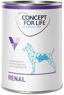 Concept for Life Veterinary Diet Renal 6 x 400g Dietetic Wet Food Adult Dogs Chronic Renal Insufficiency Therapeutic Food Low Phosphorus & Protein Content Help Reduce Formation Bladder Stones