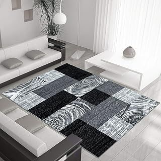viceroy bedding Rug ABSTRACT Design Black Grey Charcoal Rugs Living Room Extra Large Size Soft Touch Short Pile Carpet Area Rugs Non Shedding (160cm x 230cm (5.5ft x 7.5ft))