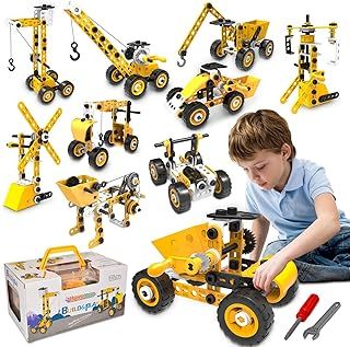 Educational Building Toys STEM Learning Kit, 10 in 1 Construction Blocks for Preschool Kids, Engineering Toys Creative Set for Kids, Boys Age 5 6 7 8 9 10+ Years Old